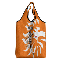 Personalized Netherlands Football Lion Mascot Grocery Bag Dutch Orange Flag Windmill Symbol Comic