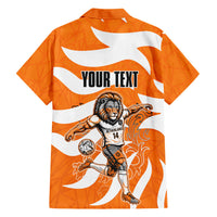 Personalized Netherlands Football Lion Mascot Hawaiian Shirt Dutch Orange Flag Windmill Symbol Comic