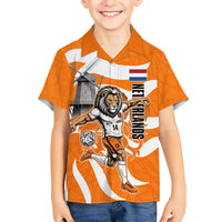 Personalized Netherlands Football Lion Mascot Hawaiian Shirt Dutch Orange Flag Windmill Symbol Comic