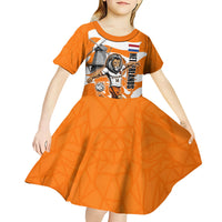 Personalized Netherlands Football Lion Mascot Kid Short Sleeve Dress Dutch Orange Flag Windmill Symbol Comic