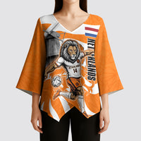 Personalized Netherlands Football Lion Mascot Kimono Sleeve Blouse Dutch Orange Flag Windmill Symbol Comic