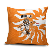 Personalized Netherlands Football Lion Mascot Pillow Cover Dutch Orange Flag Windmill Symbol Comic