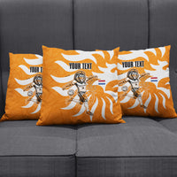 Personalized Netherlands Football Lion Mascot Pillow Cover Dutch Orange Flag Windmill Symbol Comic