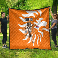 Personalized Netherlands Football Lion Mascot Quilt Dutch Orange Flag Windmill Symbol Comic