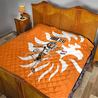 Personalized Netherlands Football Lion Mascot Quilt Dutch Orange Flag Windmill Symbol Comic