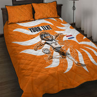 Personalized Netherlands Football Lion Mascot Quilt Bed Set Dutch Orange Flag Windmill Symbol Comic
