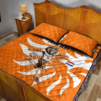 Personalized Netherlands Football Lion Mascot Quilt Bed Set Dutch Orange Flag Windmill Symbol Comic