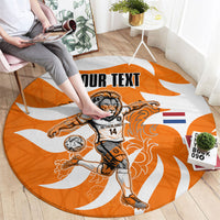 Personalized Netherlands Football Lion Mascot Round Carpet Dutch Orange Flag Windmill Symbol Comic