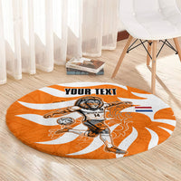 Personalized Netherlands Football Lion Mascot Round Carpet Dutch Orange Flag Windmill Symbol Comic