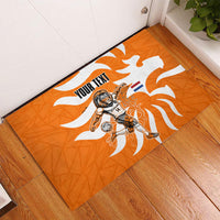 Personalized Netherlands Football Lion Mascot Rubber Doormat Dutch Orange Flag Windmill Symbol Comic