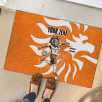 Personalized Netherlands Football Lion Mascot Rubber Doormat Dutch Orange Flag Windmill Symbol Comic