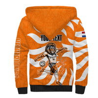Personalized Netherlands Football Lion Mascot Sherpa Hoodie Dutch Orange Flag Windmill Symbol Comic