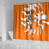 Personalized Netherlands Football Lion Mascot Shower Curtain Dutch Orange Flag Windmill Symbol Comic