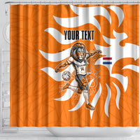 Personalized Netherlands Football Lion Mascot Shower Curtain Dutch Orange Flag Windmill Symbol Comic