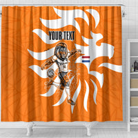 Personalized Netherlands Football Lion Mascot Shower Curtain Dutch Orange Flag Windmill Symbol Comic