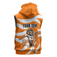 Personalized Netherlands Football Lion Mascot Sleeveless Hoodie Dutch Orange Flag Windmill Symbol Comic