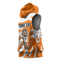 Personalized Netherlands Football Lion Mascot Sleeveless Hoodie Dutch Orange Flag Windmill Symbol Comic