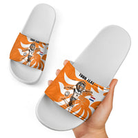 Personalized Netherlands Football Lion Mascot Slide Sandals Dutch Orange Flag Windmill Symbol Comic