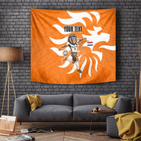 Personalized Netherlands Football Lion Mascot Tapestry Dutch Orange Flag Windmill Symbol Comic