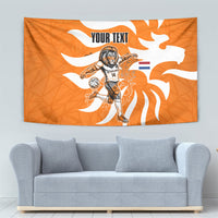 Personalized Netherlands Football Lion Mascot Tapestry Dutch Orange Flag Windmill Symbol Comic