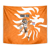 Personalized Netherlands Football Lion Mascot Tapestry Dutch Orange Flag Windmill Symbol Comic
