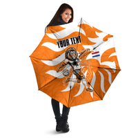 Personalized Netherlands Football Lion Mascot Umbrella Dutch Orange Flag Windmill Symbol Comic