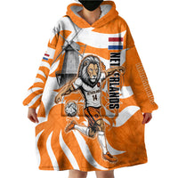 Personalized Netherlands Football Lion Mascot Wearable Blanket Hoodie Dutch Orange Flag Windmill Symbol Comic