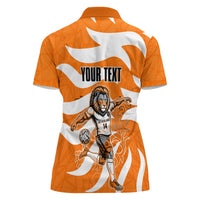 Personalized Netherlands Football Lion Mascot Women Polo Shirt Dutch Orange Flag Windmill Symbol Comic