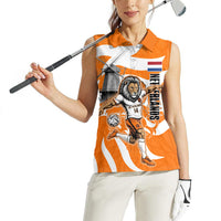 Personalized Netherlands Football Lion Mascot Women Sleeveless Polo Shirt Dutch Orange Flag Windmill Symbol Comic