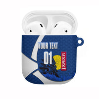 Personalized Japan Football Kitsune Mascot AirPods Case Japanese Pagoda Kitsune Mask Blue Samurai Style