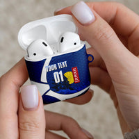 Personalized Japan Football Kitsune Mascot AirPods Case Japanese Pagoda Kitsune Mask Blue Samurai Style