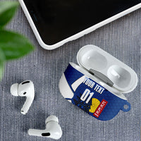 Personalized Japan Football Kitsune Mascot AirPods Case Japanese Pagoda Kitsune Mask Blue Samurai Style