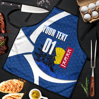 Personalized Japan Football Kitsune Mascot Apron Japanese Pagoda Kitsune Mask Blue Samurai Style