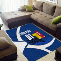 Personalized Japan Football Kitsune Mascot Area Rug Japanese Pagoda Kitsune Mask Blue Samurai Style