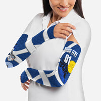 Personalized Japan Football Kitsune Mascot Arm Sleeves Japanese Pagoda Kitsune Mask Blue Samurai Style