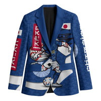 Personalized Japan Football Kitsune Mascot Blazer Japanese Pagoda Kitsune Mask Blue Samurai Style