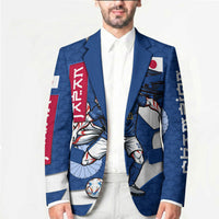 Personalized Japan Football Kitsune Mascot Blazer Japanese Pagoda Kitsune Mask Blue Samurai Style
