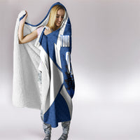 Personalized Japan Football Kitsune Mascot Hooded Blanket Japanese Pagoda Kitsune Mask Blue Samurai Style