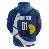 Personalized Japan Football Kitsune Mascot Hoodie Japanese Pagoda Kitsune Mask Blue Samurai Style