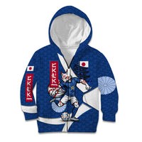 Personalized Japan Football Kitsune Mascot Kid Hoodie Japanese Pagoda Kitsune Mask Blue Samurai Style