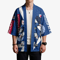 Personalized Japan Football Kitsune Mascot Kimono Japanese Pagoda Kitsune Mask Blue Samurai Style