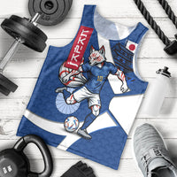 Personalized Japan Football Kitsune Mascot Men Tank Top Japanese Pagoda Kitsune Mask Blue Samurai Style