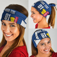 Personalized Japan Football Kitsune Mascot Neck Gaiter Japanese Pagoda Kitsune Mask Blue Samurai Style