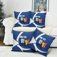 Personalized Japan Football Kitsune Mascot Pillow Cover Japanese Pagoda Kitsune Mask Blue Samurai Style