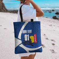 Personalized Japan Football Kitsune Mascot Tote Bag Japanese Pagoda Kitsune Mask Blue Samurai Style