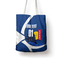 Personalized Japan Football Kitsune Mascot Tote Bag Japanese Pagoda Kitsune Mask Blue Samurai Style