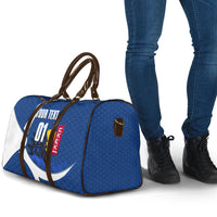 Personalized Japan Football Kitsune Mascot Travel Bag Japanese Pagoda Kitsune Mask Blue Samurai Style