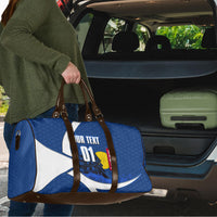 Personalized Japan Football Kitsune Mascot Travel Bag Japanese Pagoda Kitsune Mask Blue Samurai Style