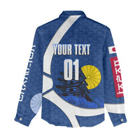 Personalized Japan Football Kitsune Mascot Women Casual Shirt Japanese Pagoda Kitsune Mask Blue Samurai Style