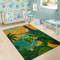 Sao Tome and Principe Tropical Island Area Rug with Bird and Cocoa Forest Print